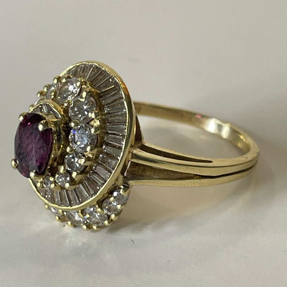 Vintage 14k Gold Cocktail Ring Diamonds Ruby Swirl Estate Appraisal $4,995 Sz 9 - Picture 7 of 16